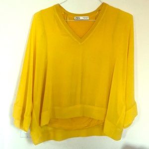 A fancy mustard free style Zara blouse